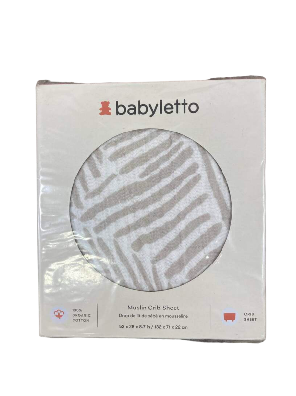 Babyletto Muslin Crib Sheet, Oat Stripe Discount