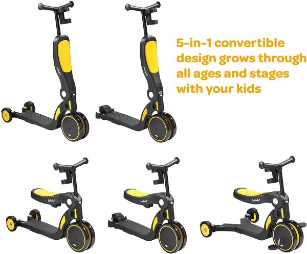 Larktale Scoobi 5-in-1 Scooter, Clovelly (Yellow Black) Online now - Image 4