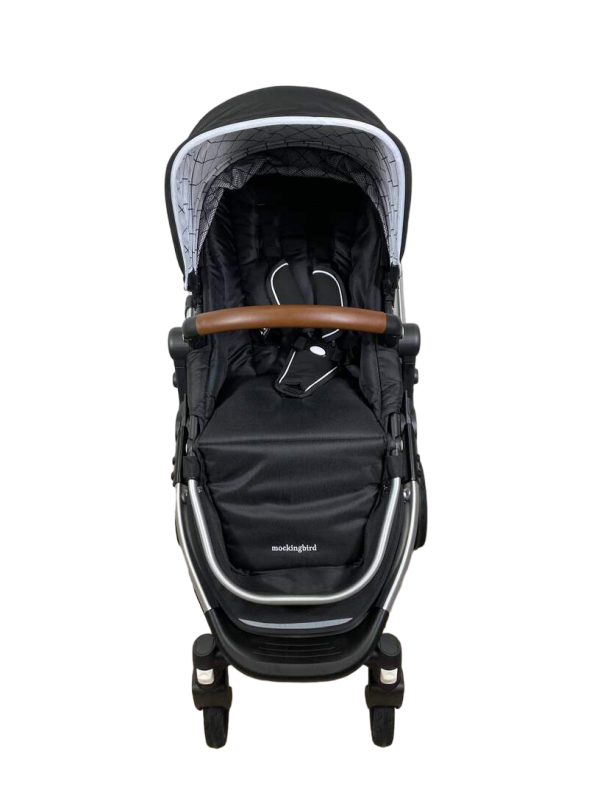Mockingbird Single Stroller, 2023, Black, Windowpane, Silver With Penny Leather Online Hot Sale - Image 5