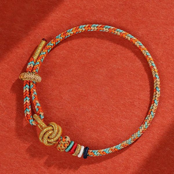 Buddha Stones Handmade Dunhuang Colorful Rope Protection Braid String Bracelet Online Sale - Image 3