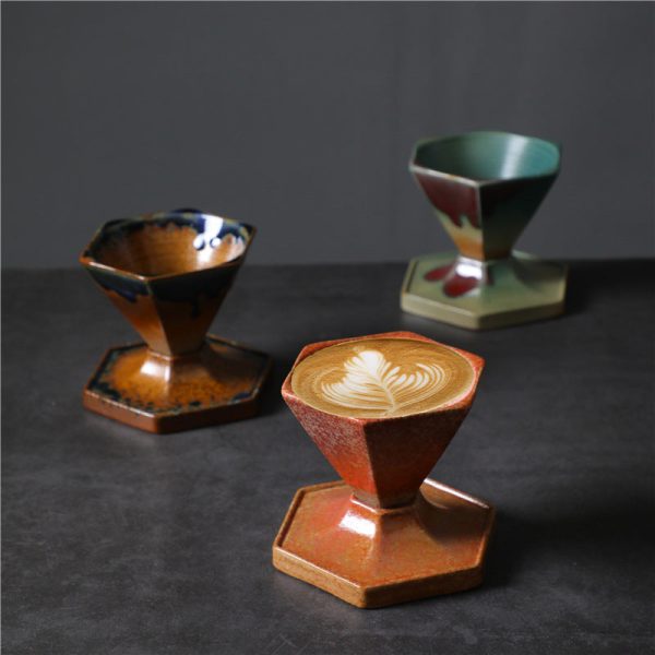 Buddha Stones Hexagon Design Ceramic Tea Coffee Mug Coffee Cup With Base 170ml Discount