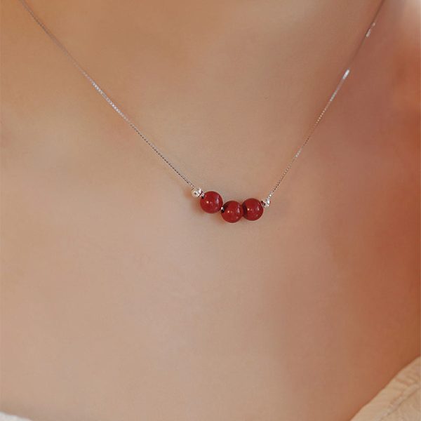Buddha Stones 925 Sterling Silver Cinnabar Bead Calm Blessing Necklace Pendant Hot on Sale - Image 4