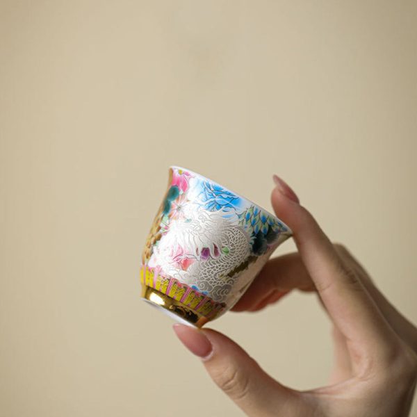 Buddha Stones Dragon Phoenix Flowers Ceramic Teacup Kung Fu Tea Cup 50ml For Cheap - Image 5