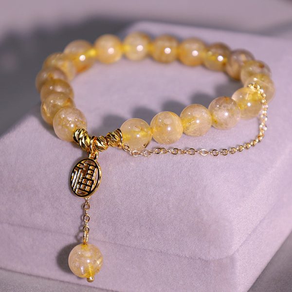 Buddha Stones Citrine Lucky Fu Character Happiness Bracelet Discount - Image 5