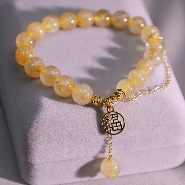 Buddha Stones Citrine Lucky Fu Character Happiness Bracelet Discount - Image 4
