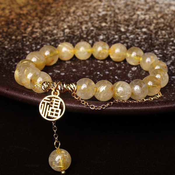 Buddha Stones Citrine Lucky Fu Character Happiness Bracelet Discount - Image 2