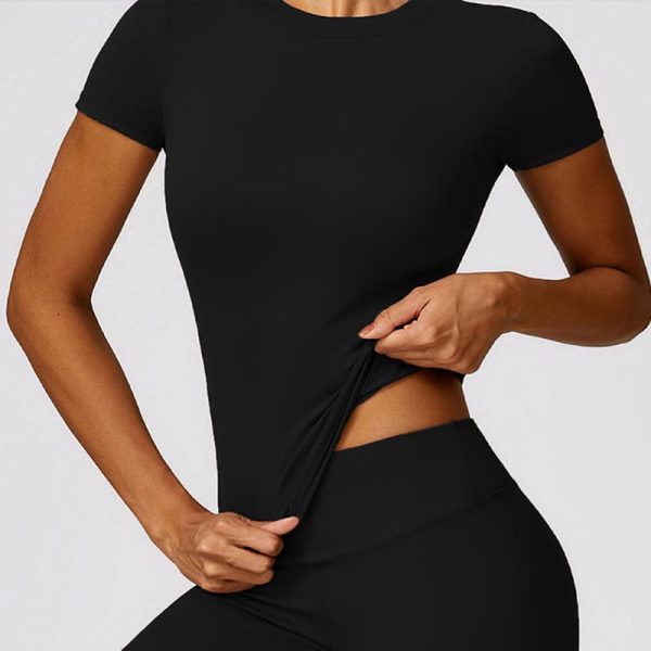Buddha Stones Women Short Sleeve T-Shirt Top High Waist Leggings Pants For Sports Yoga Online Sale - Image 2