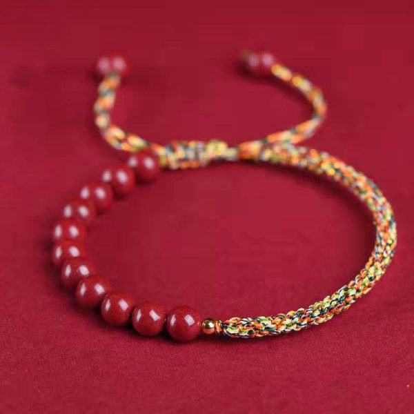 Buddha Stones Natural Cinnabar King Kong Knot Blessing String Bracelet Online Hot Sale