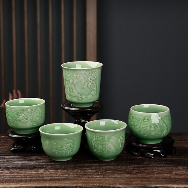 Buddha Stones Trees Pavilion Mountains Rivers Pine Ceramic Teacup Kung Fu Tea Cup Online Sale