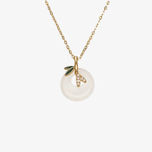 Buddha Stones 925 Sterling Silver Natural Chalcedony Bamboo Leaf Peace Buckle Positive Necklace Pendant (Extra 30% Off | USE CODE: FS30) Fashion - Image 5