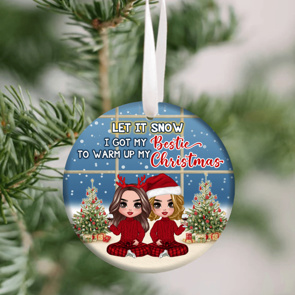 Let It Snow Bestie Personalized Round Ornament, Personalized Gift for Besties, Sisters, Best Friends, Siblings - RO032PS02 For Discount - Image 3